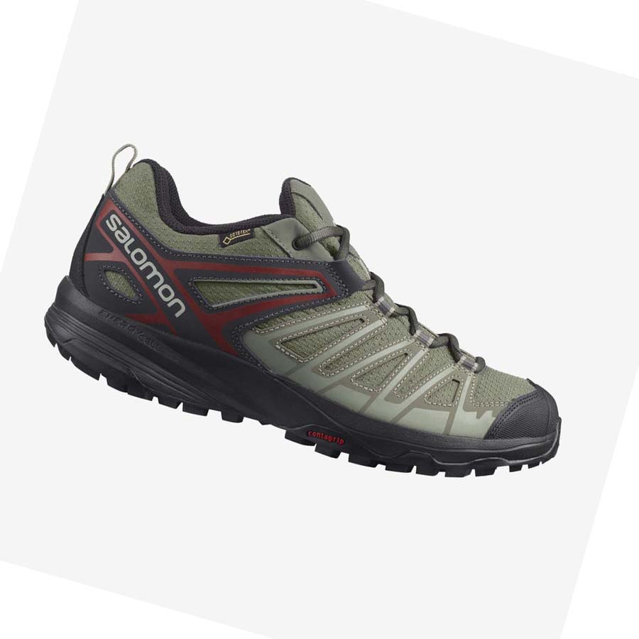 Salomon X CREST GORE-TEX Túracipő Férfi Olivazöld | HU 2008CTV